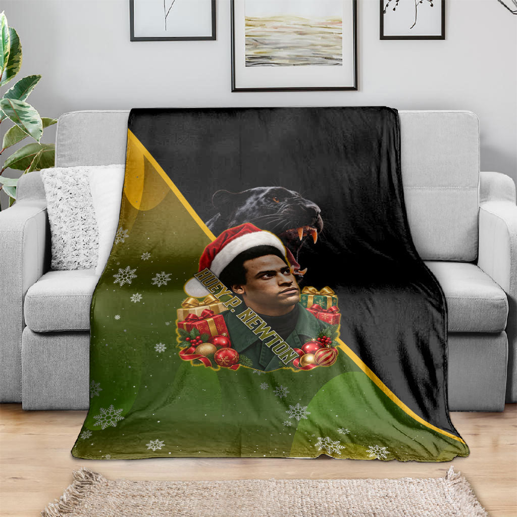 Huey P. Newton Black Panther Christmas Blanket Black History Civil Rights Festive Holiday Art