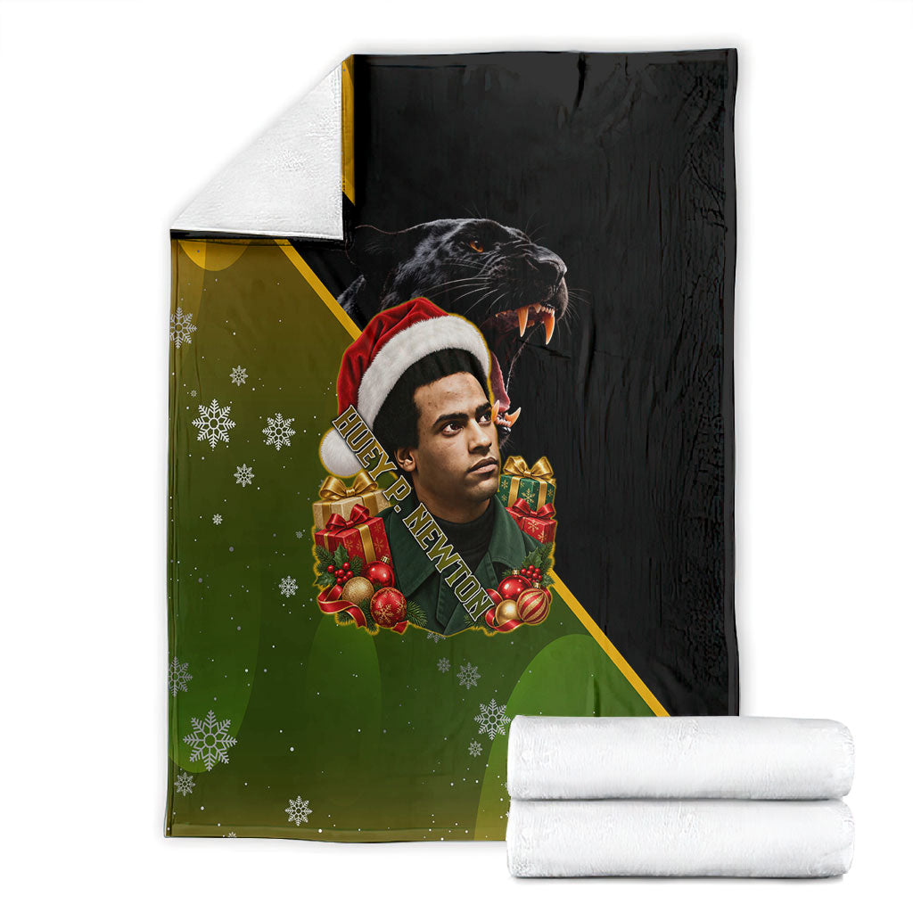 Huey P. Newton Black Panther Christmas Blanket Black History Civil Rights Festive Holiday Art