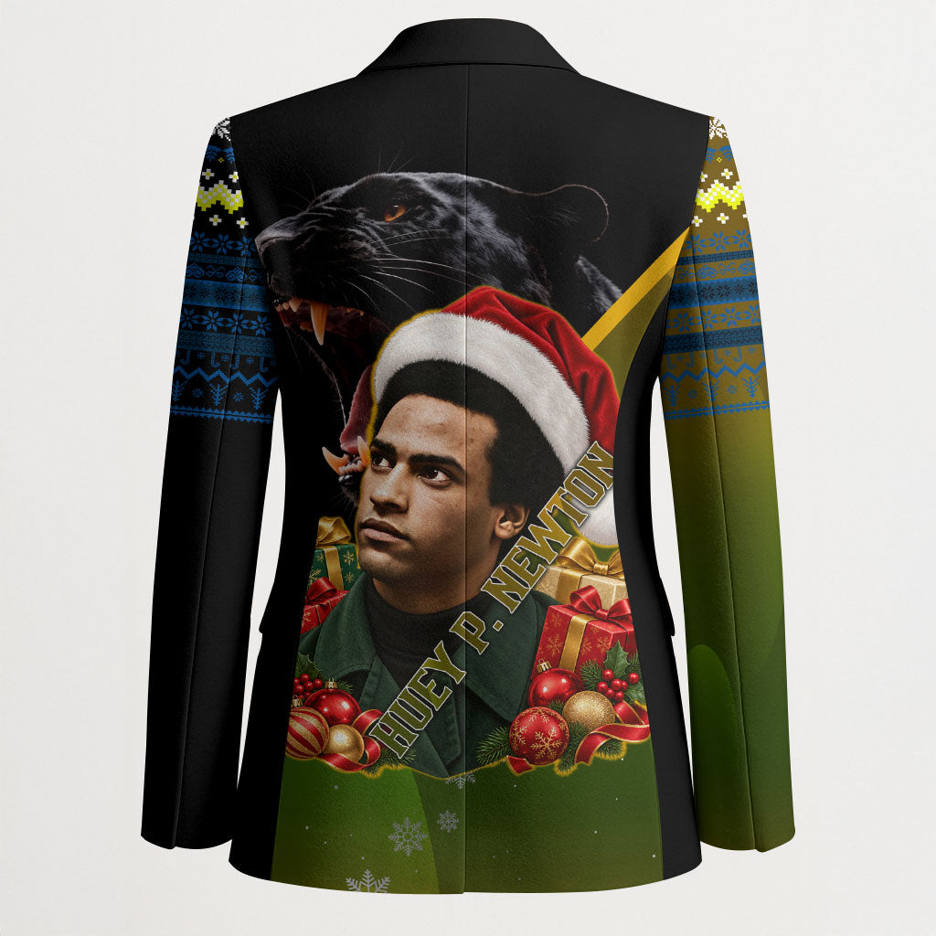 Huey P. Newton Black Panther Christmas Blazer Black History Civil Rights Festive Holiday Art