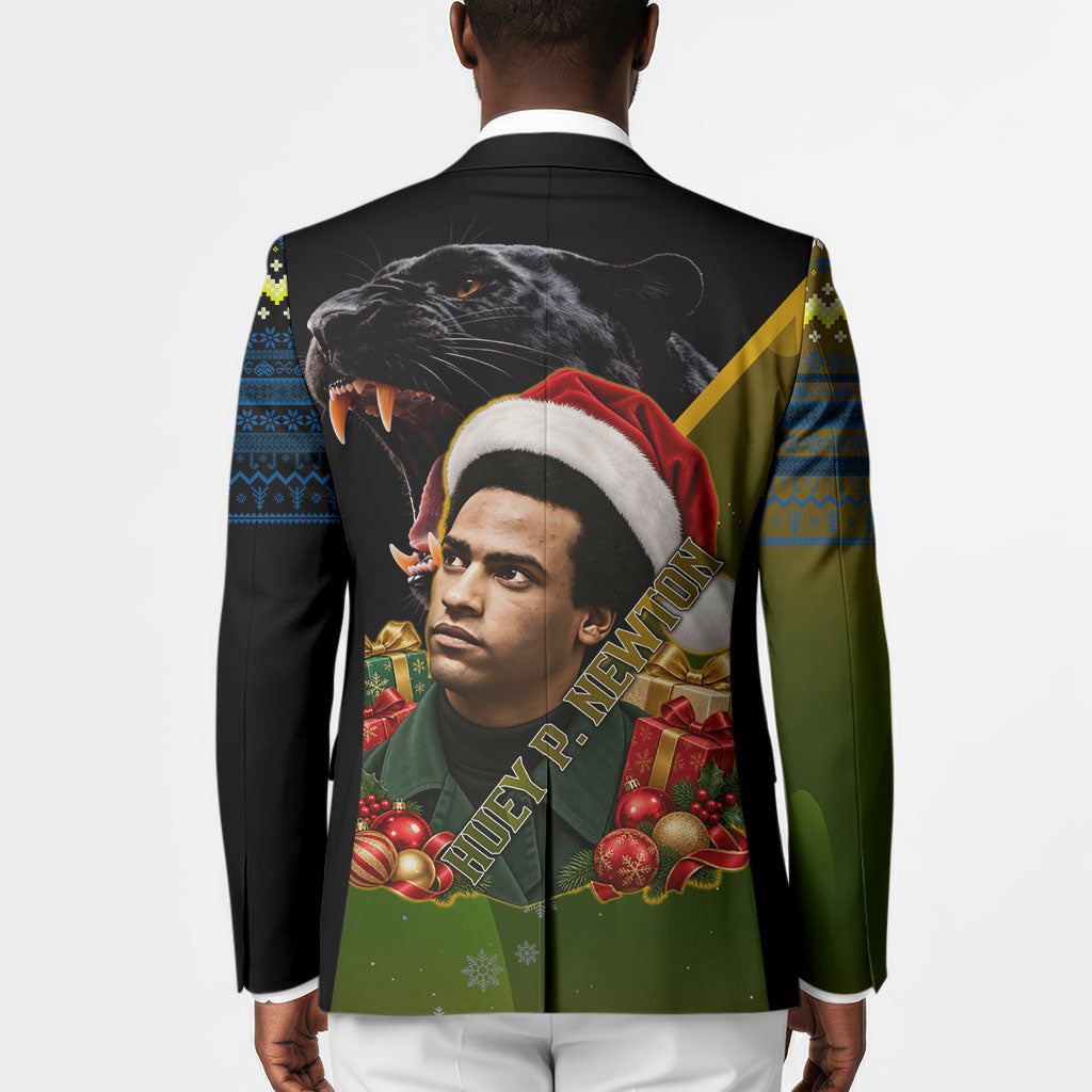 Huey P. Newton Black Panther Christmas Blazer Black History Civil Rights Festive Holiday Art