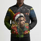Huey P. Newton Black Panther Christmas Bomber Puffer Jacket Black History Civil Rights Festive Holiday Art