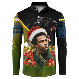 Huey P. Newton Black Panther Christmas Button Sweatshirt Black History Civil Rights Festive Holiday Art