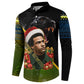 Huey P. Newton Black Panther Christmas Button Sweatshirt Black History Civil Rights Festive Holiday Art