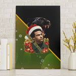 Huey P. Newton Black Panther Christmas Canvas Wall Art Black History Civil Rights Festive Holiday Art