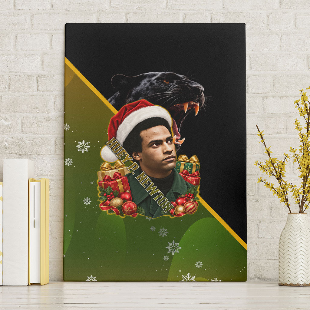 Huey P. Newton Black Panther Christmas Canvas Wall Art Black History Civil Rights Festive Holiday Art