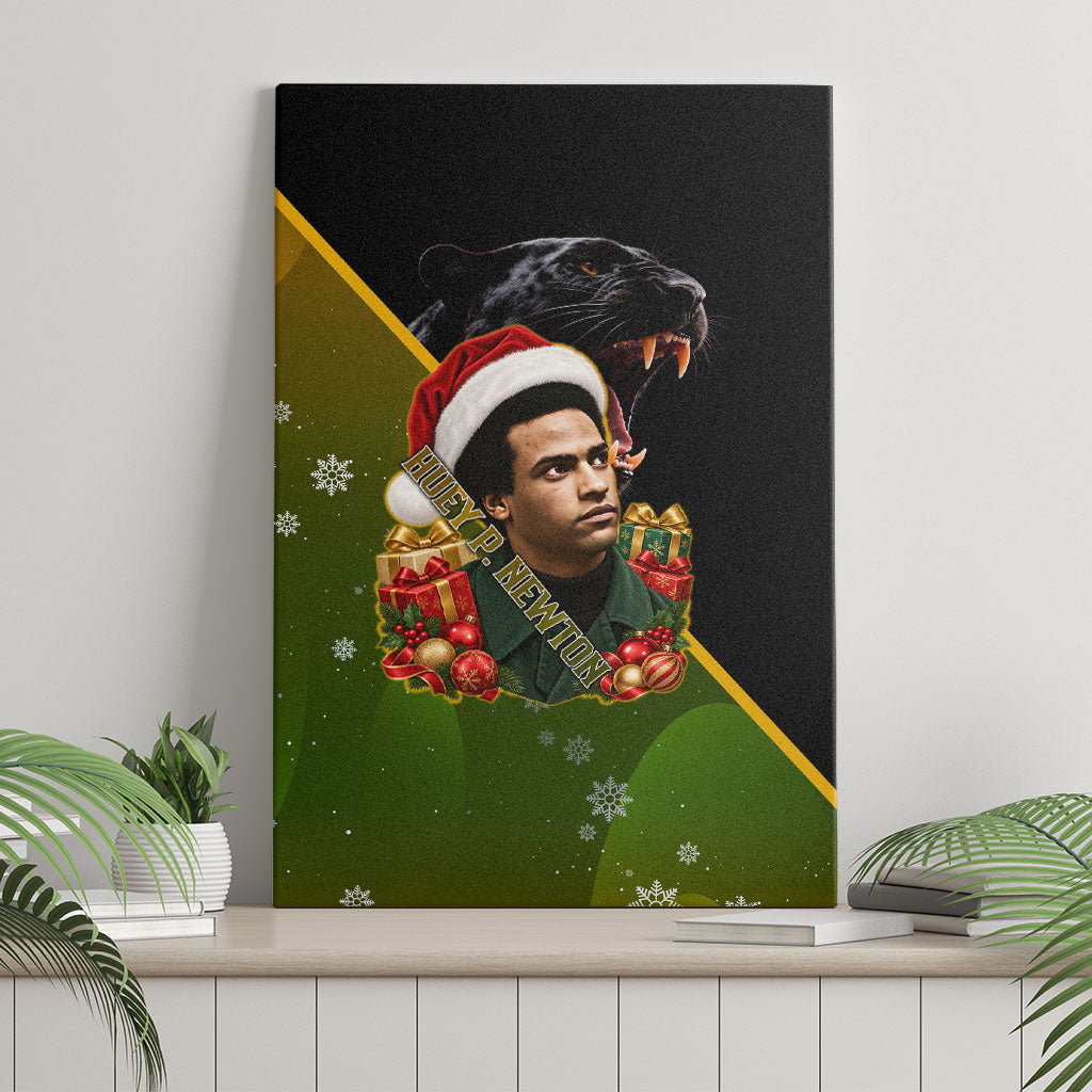 Huey P. Newton Black Panther Christmas Canvas Wall Art Black History Civil Rights Festive Holiday Art