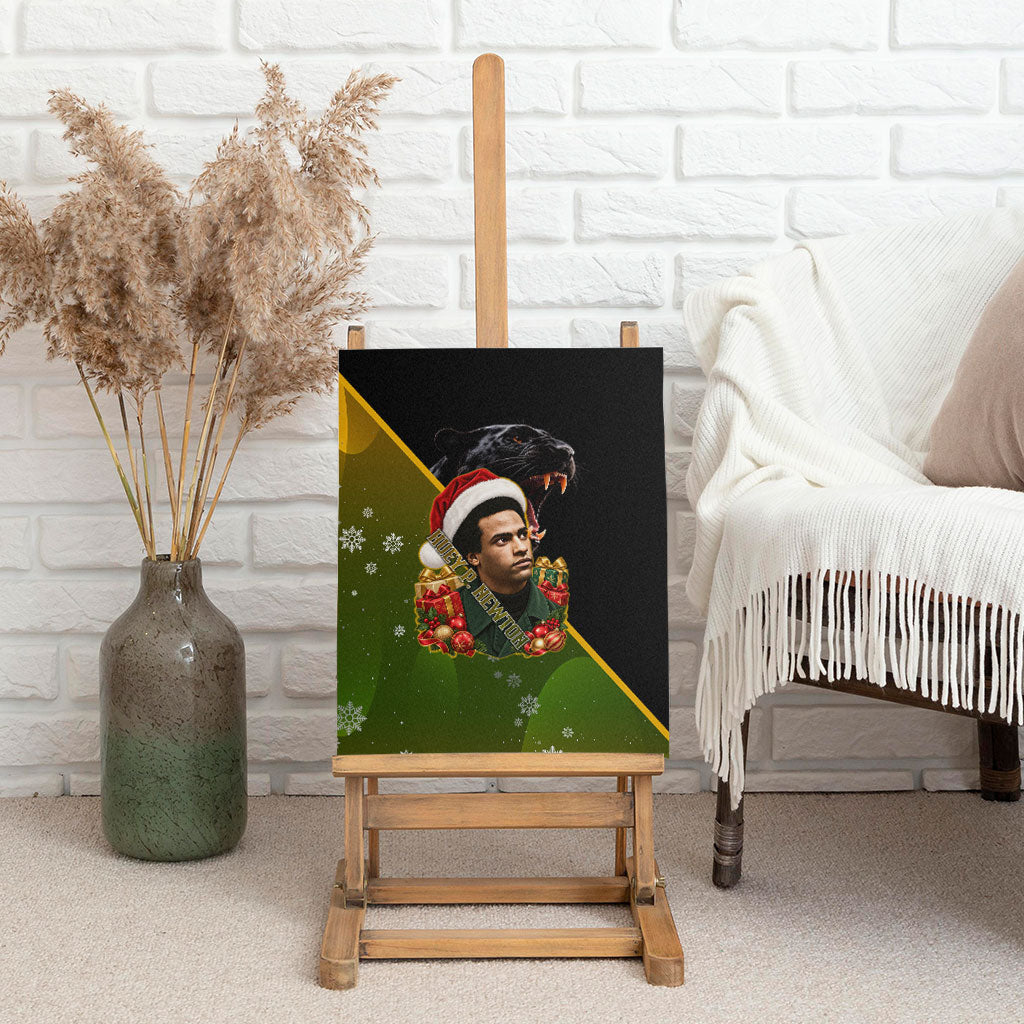 Huey P. Newton Black Panther Christmas Canvas Wall Art Black History Civil Rights Festive Holiday Art