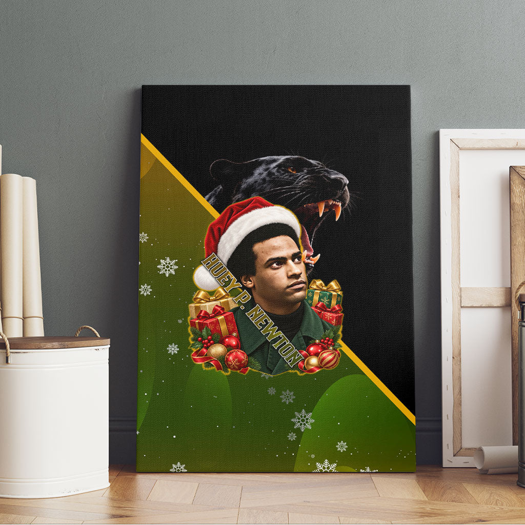 Huey P. Newton Black Panther Christmas Canvas Wall Art Black History Civil Rights Festive Holiday Art