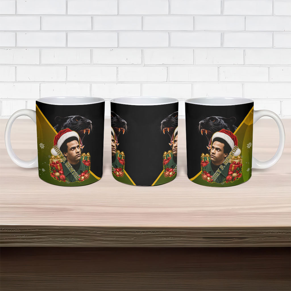 Huey P. Newton Black Panther Christmas Ceramic Mug Black History Civil Rights Festive Holiday Art