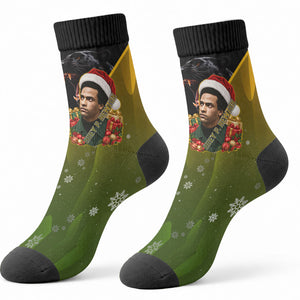 Huey P. Newton Black Panther Christmas Crew Socks Black History Civil Rights Festive Holiday Art