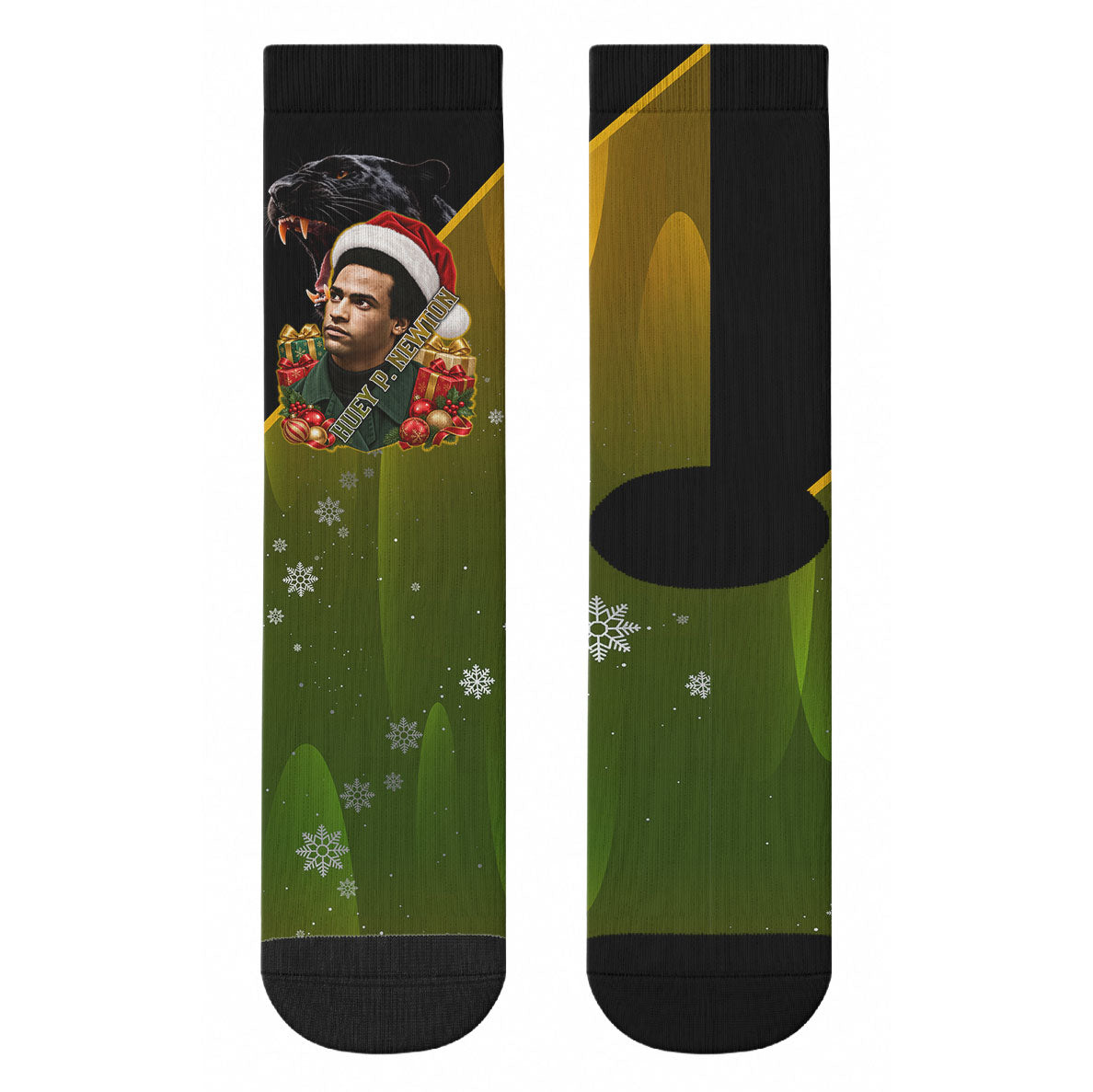 Huey P. Newton Black Panther Christmas Crew Socks Black History Civil Rights Festive Holiday Art
