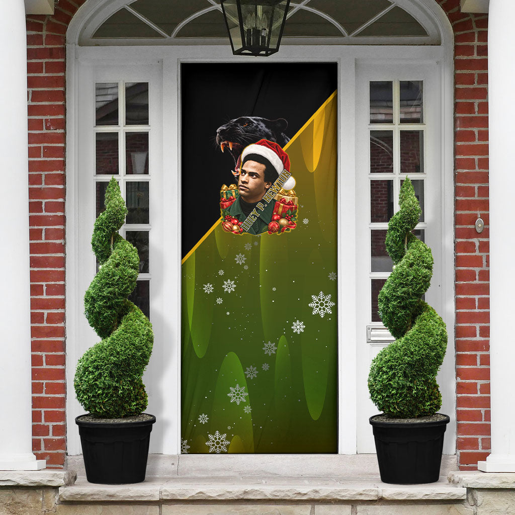 Huey P. Newton Black Panther Christmas Door Cover Black History Civil Rights Festive Holiday Art