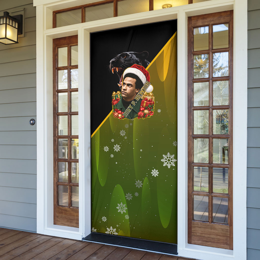 Huey P. Newton Black Panther Christmas Door Cover Black History Civil Rights Festive Holiday Art