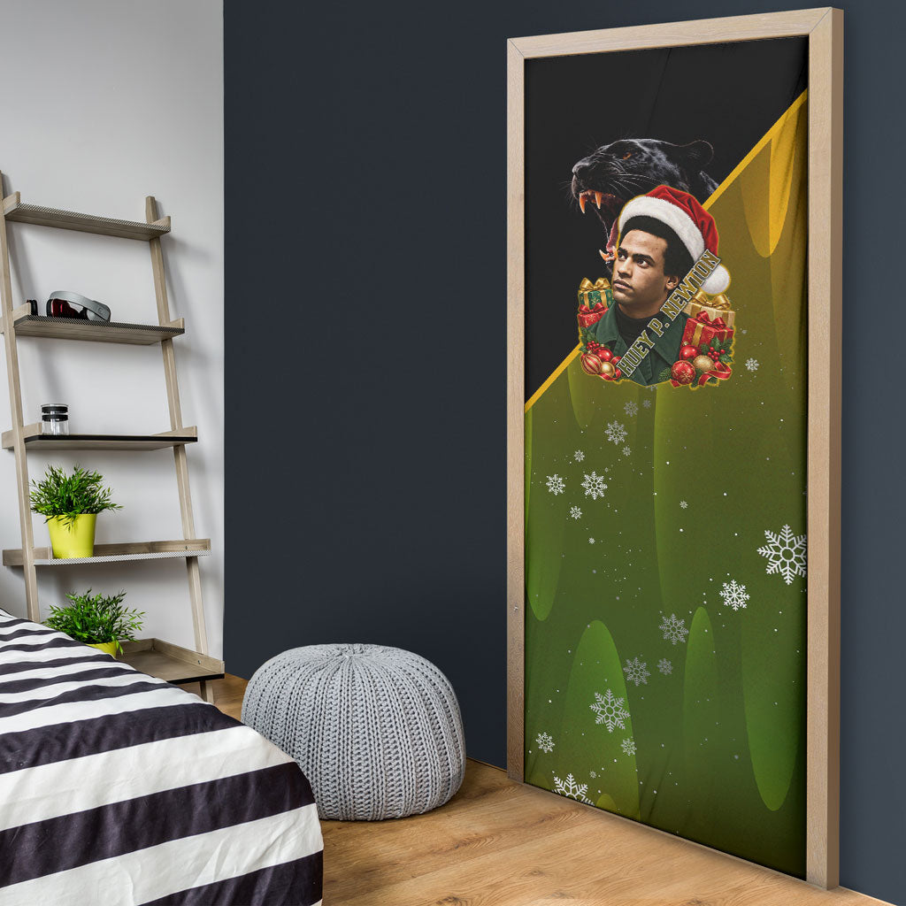 Huey P. Newton Black Panther Christmas Door Cover Black History Civil Rights Festive Holiday Art