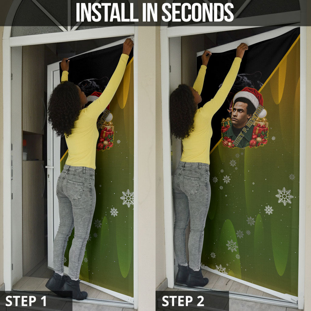 Huey P. Newton Black Panther Christmas Door Cover Black History Civil Rights Festive Holiday Art