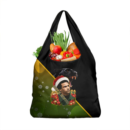 Huey P. Newton Black Panther Christmas Grocery Bag Black History Civil Rights Festive Holiday Art