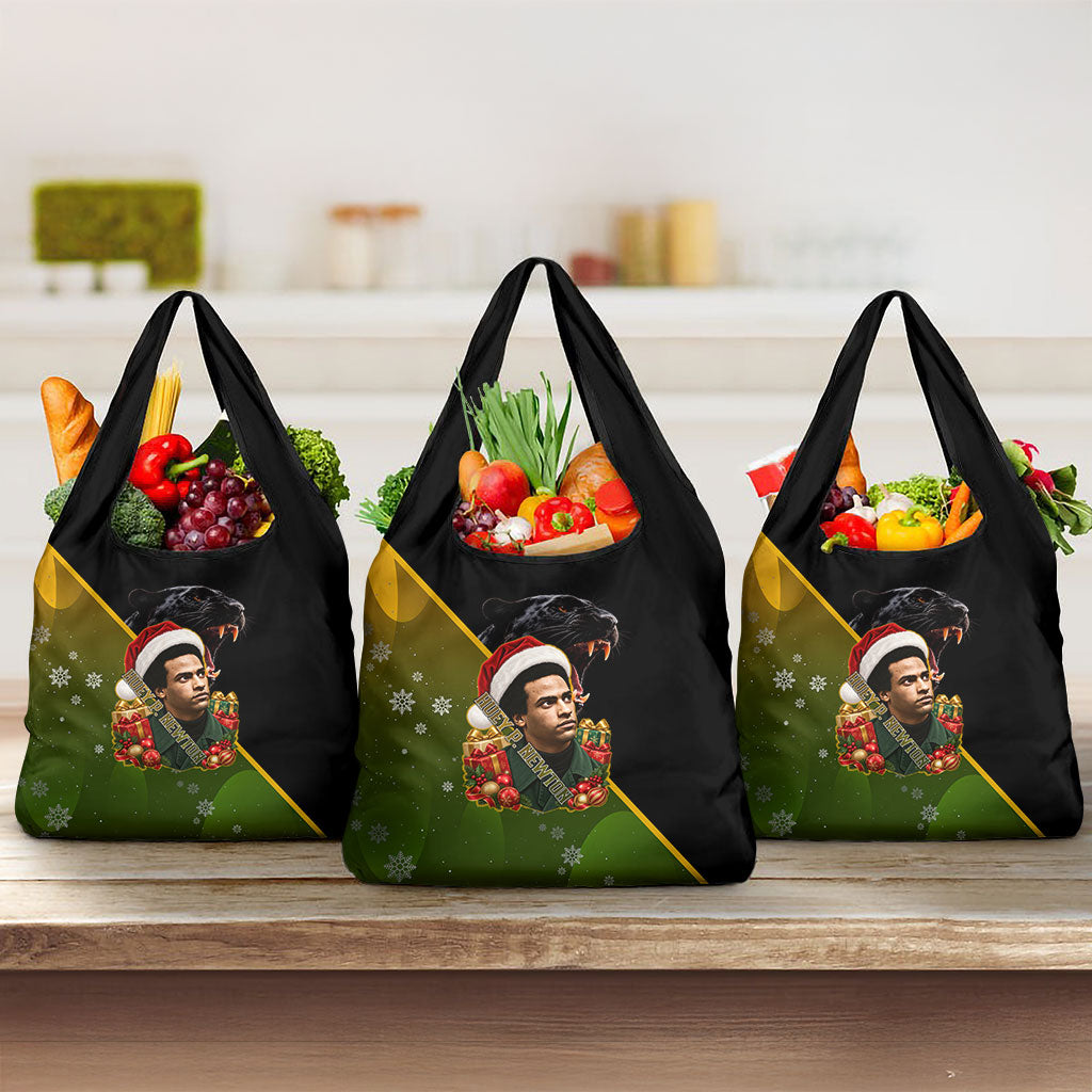 Huey P. Newton Black Panther Christmas Grocery Bag Black History Civil Rights Festive Holiday Art