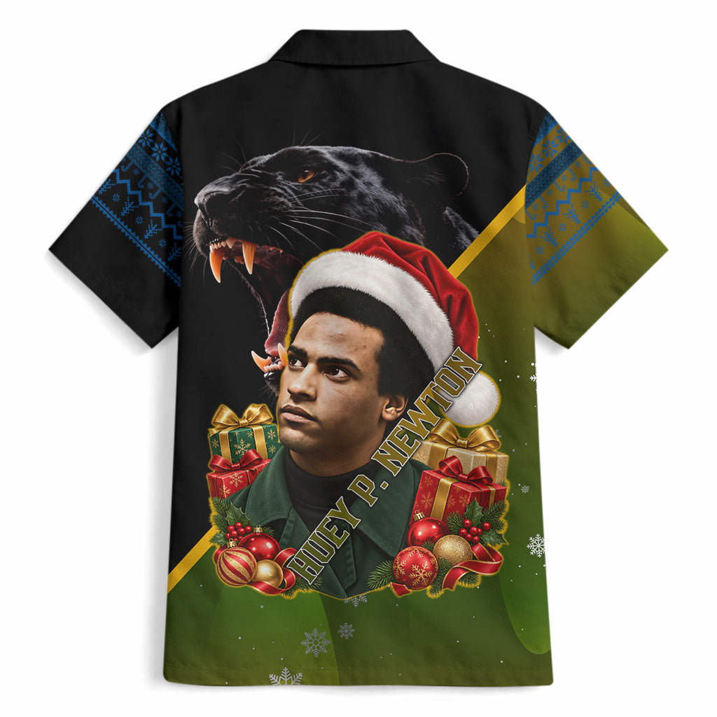Huey P. Newton Black Panther Christmas Hawaiian Shirt Black History Civil Rights Festive Holiday Art