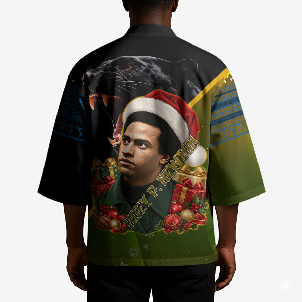 Huey P. Newton Black Panther Christmas Kimono Black History Civil Rights Festive Holiday Art