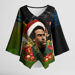 Huey P. Newton Black Panther Christmas Kimono Sleeve Blouse Black History Civil Rights Festive Holiday Art