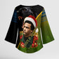 Huey P. Newton Black Panther Christmas Kimono Sleeve Blouse Black History Civil Rights Festive Holiday Art
