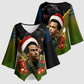 Huey P. Newton Black Panther Christmas Kimono Sleeve Blouse Black History Civil Rights Festive Holiday Art
