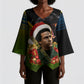 Huey P. Newton Black Panther Christmas Kimono Sleeve Blouse Black History Civil Rights Festive Holiday Art