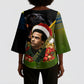Huey P. Newton Black Panther Christmas Kimono Sleeve Blouse Black History Civil Rights Festive Holiday Art