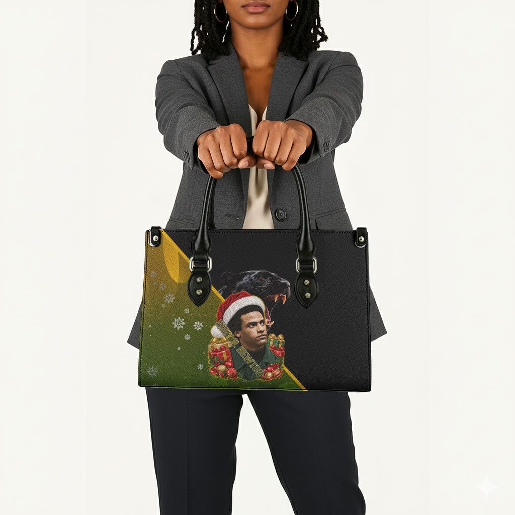 Huey P. Newton Black Panther Christmas Leather Bag Black History Civil Rights Festive Holiday Art