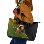 Huey P. Newton Black Panther Christmas Leather Tote Bag Black History Civil Rights Festive Holiday Art
