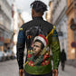 Huey P. Newton Black Panther Christmas Long Sleeve Button Shirt Black History Civil Rights Festive Holiday Art