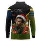 Huey P. Newton Black Panther Christmas Long Sleeve Polo Shirt Black History Civil Rights Festive Holiday Art