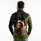 Huey P. Newton Black Panther Christmas Long Sleeve Polo Shirt Black History Civil Rights Festive Holiday Art