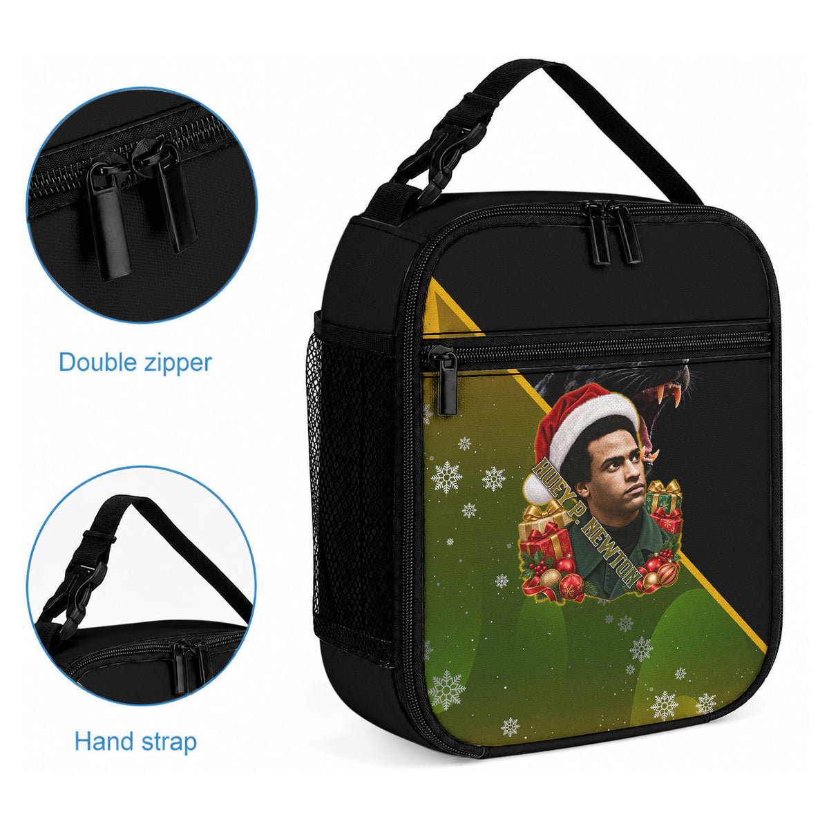 Huey P. Newton Black Panther Christmas Lunch Bag Black History Civil Rights Festive Holiday Art