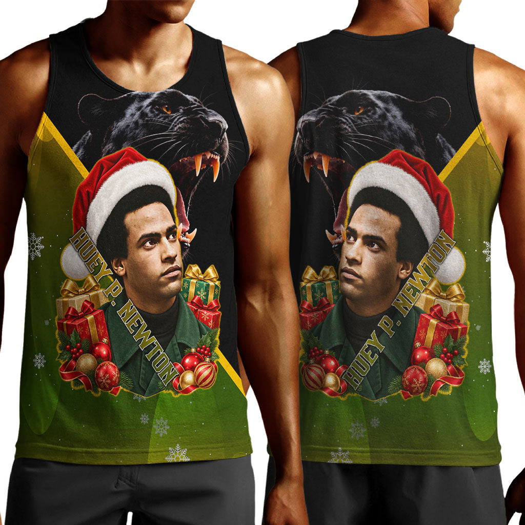 Huey P. Newton Black Panther Christmas Men Tank Top Black History Civil Rights Festive Holiday Art