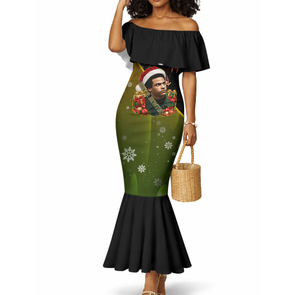 Huey P. Newton Black Panther Christmas Mermaid Dress Black History Civil Rights Festive Holiday Art