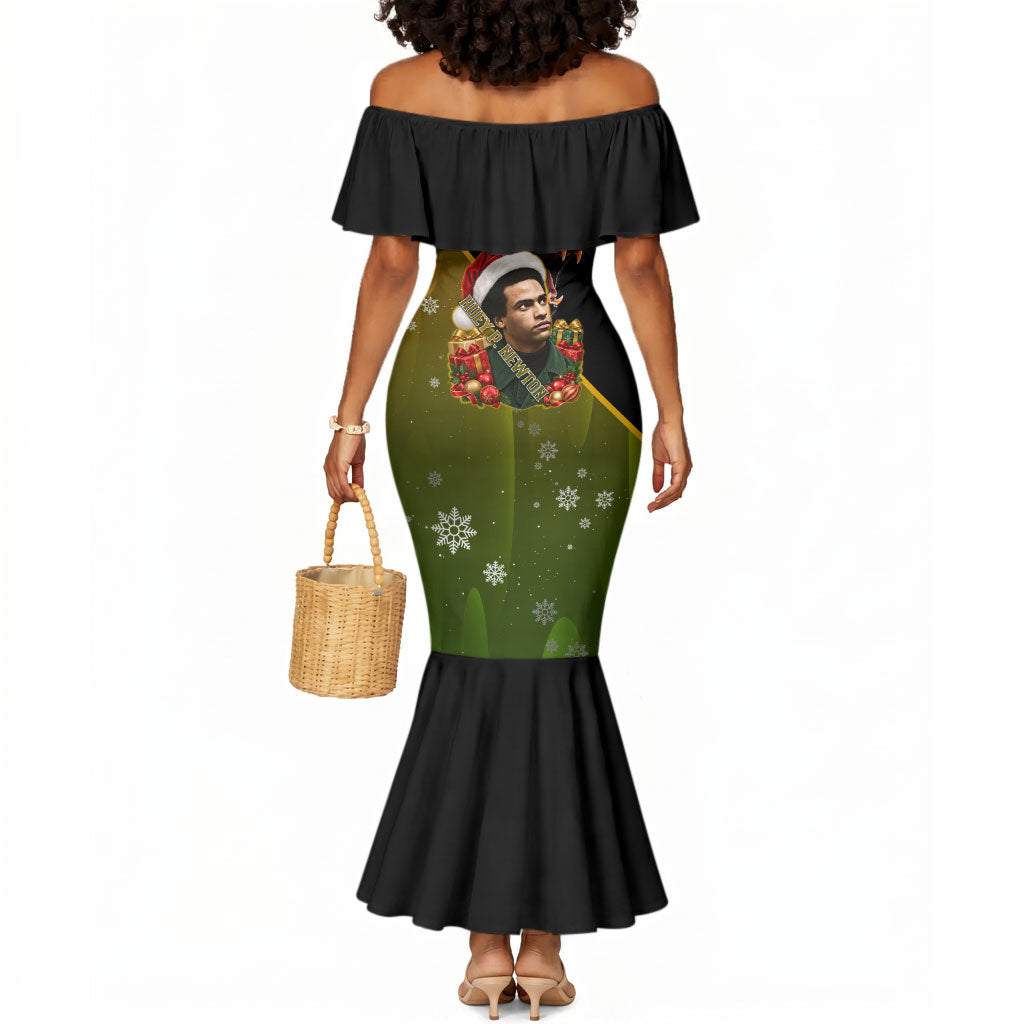 Huey P. Newton Black Panther Christmas Mermaid Dress Black History Civil Rights Festive Holiday Art