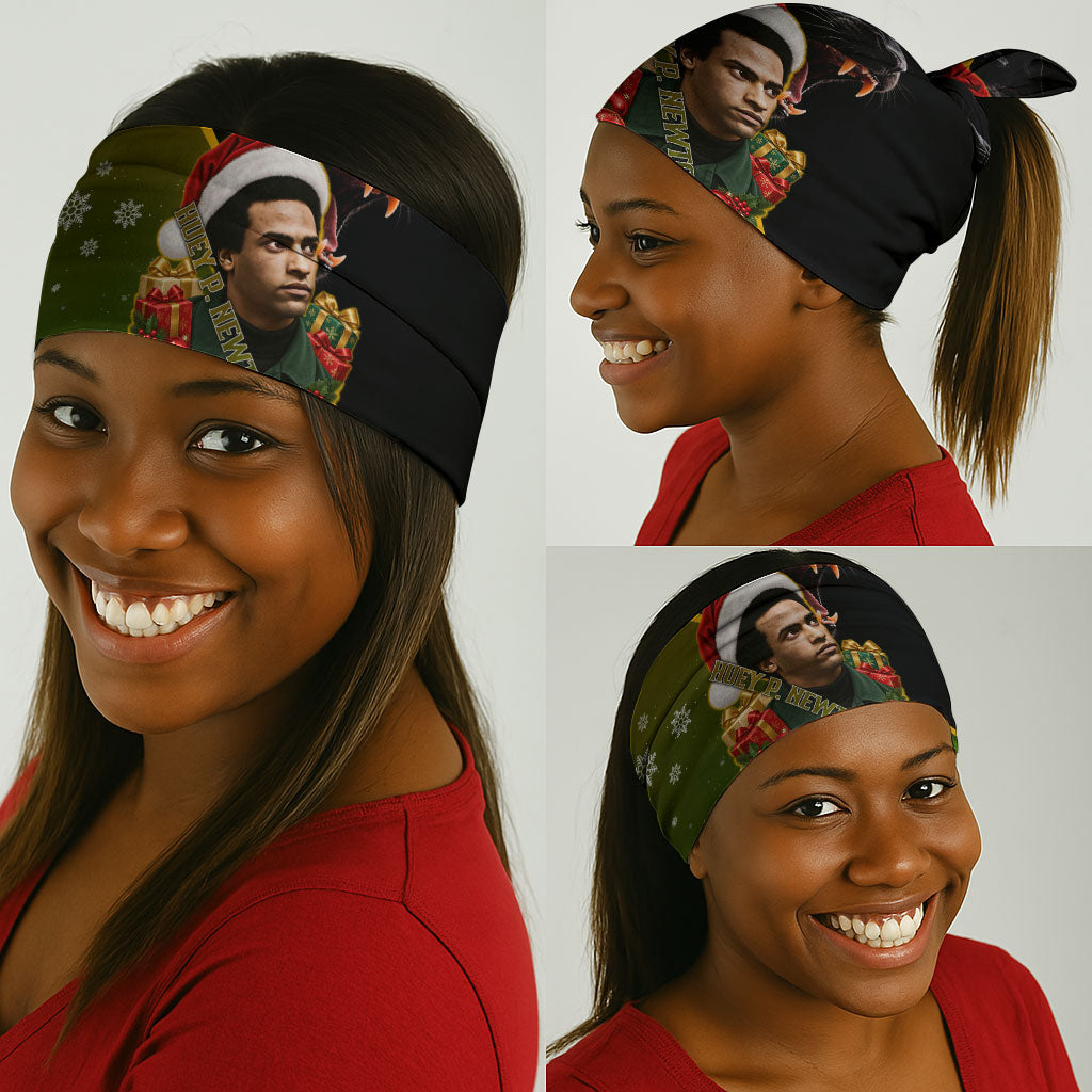 Huey P. Newton Black Panther Christmas Neck Gaiter Black History Civil Rights Festive Holiday Art