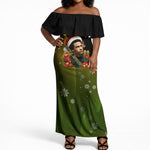 Huey P. Newton Black Panther Christmas Off Shoulder Maxi Dress Black History Civil Rights Festive Holiday Art