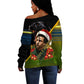 Huey P. Newton Black Panther Christmas Off Shoulder Sweater Black History Civil Rights Festive Holiday Art