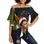 Huey P. Newton Black Panther Christmas Off Shoulder Wrap Waist Top Black History Civil Rights Festive Holiday Art