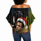 Huey P. Newton Black Panther Christmas Off Shoulder Wrap Waist Top Black History Civil Rights Festive Holiday Art