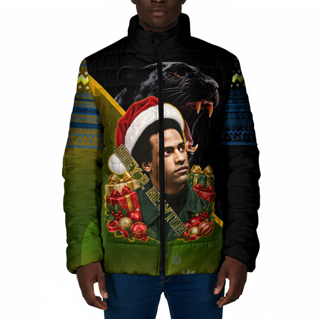 Huey P. Newton Black Panther Christmas Padded Jacket Black History Civil Rights Festive Holiday Art
