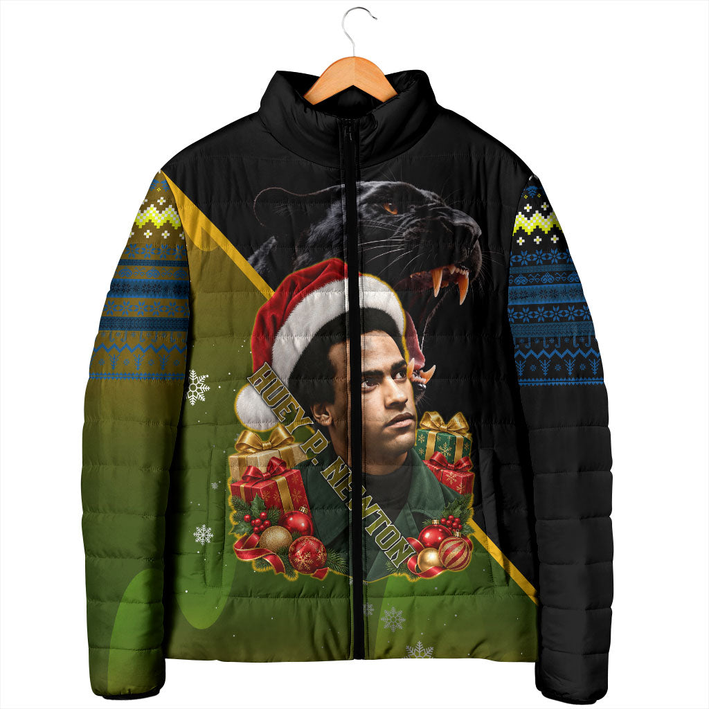Huey P. Newton Black Panther Christmas Padded Jacket Black History Civil Rights Festive Holiday Art