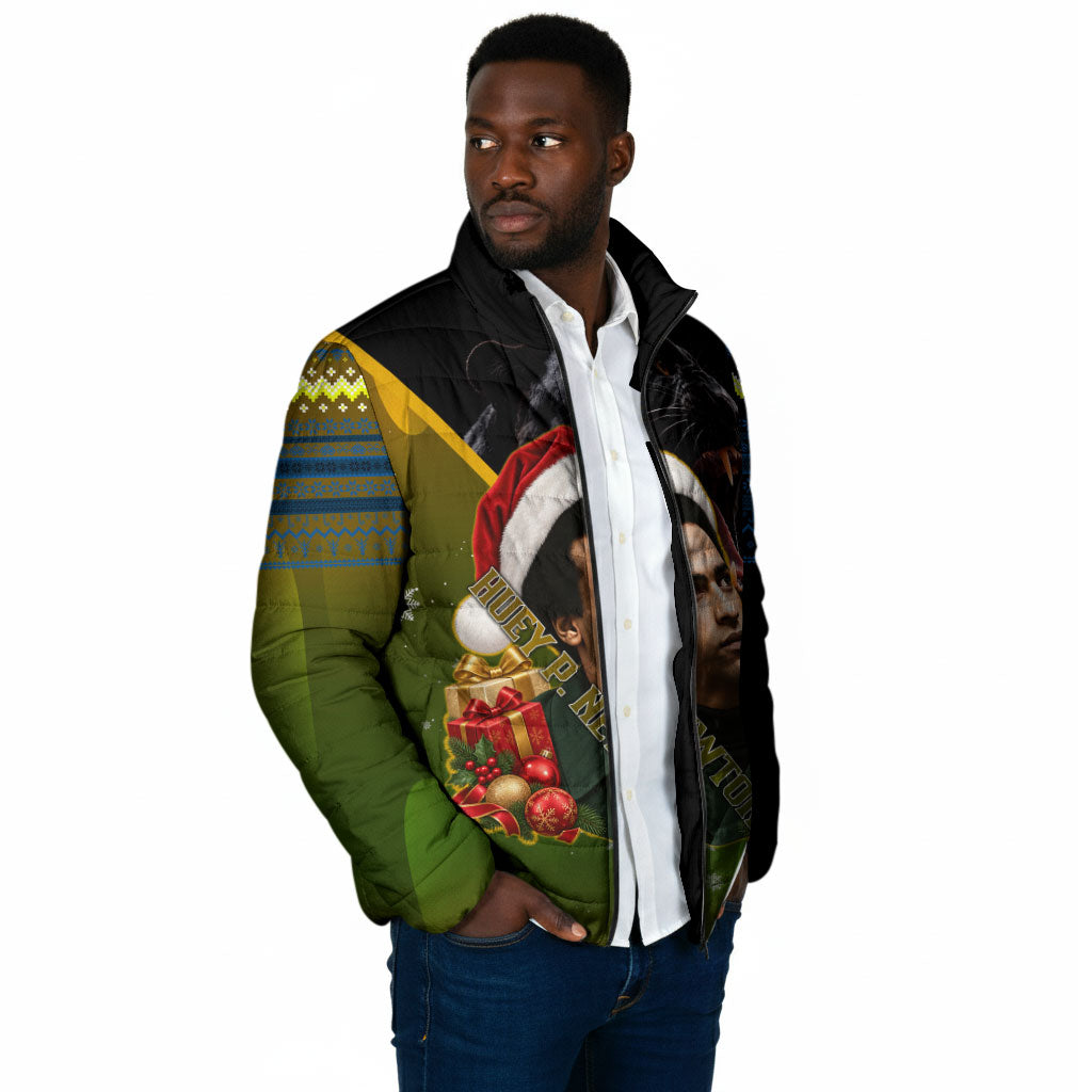 Huey P. Newton Black Panther Christmas Padded Jacket Black History Civil Rights Festive Holiday Art