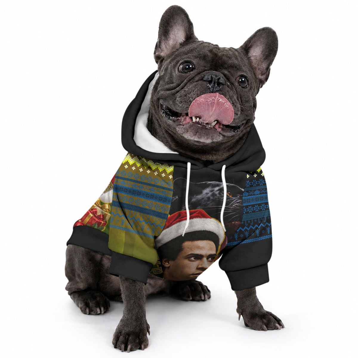 Huey P. Newton Black Panther Christmas Pet Hoodie Black History Civil Rights Festive Holiday Art