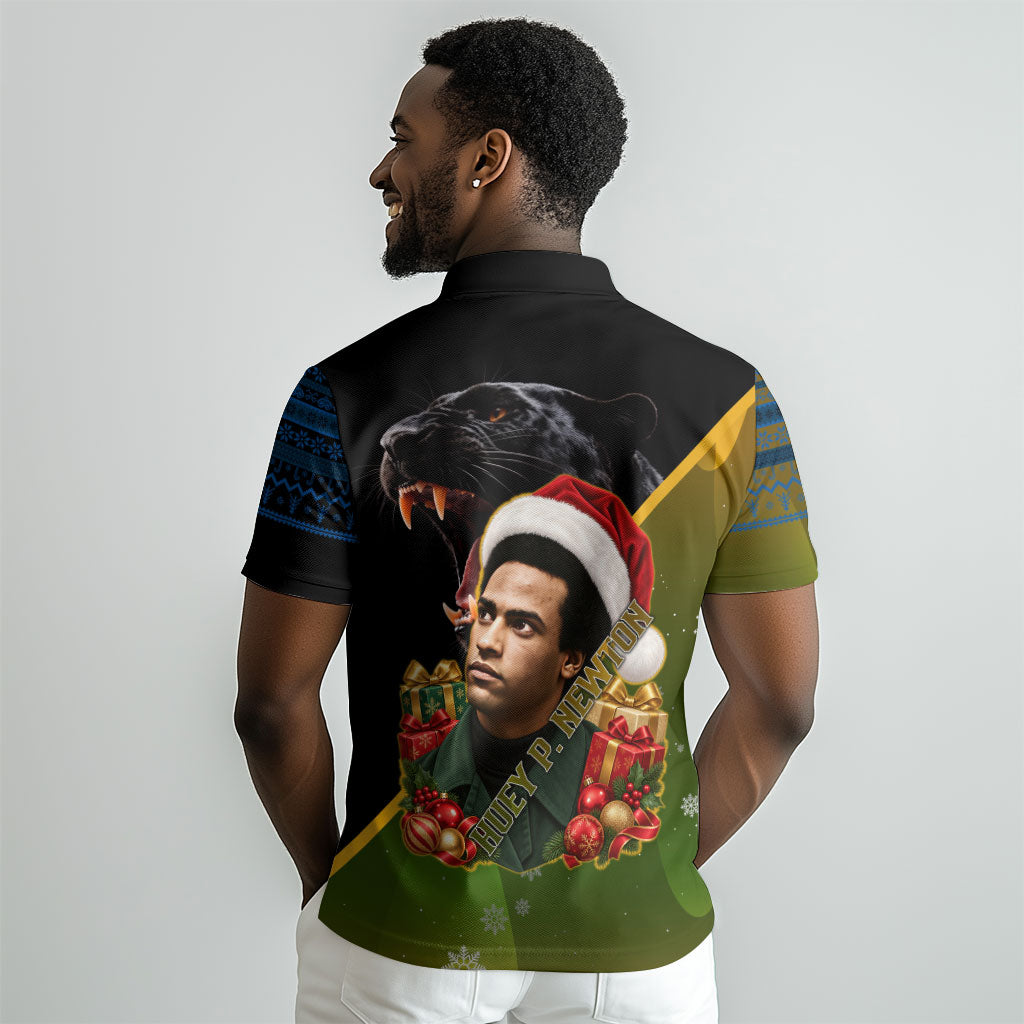 Huey P. Newton Black Panther Christmas Polo Shirt Black History Civil Rights Festive Holiday Art
