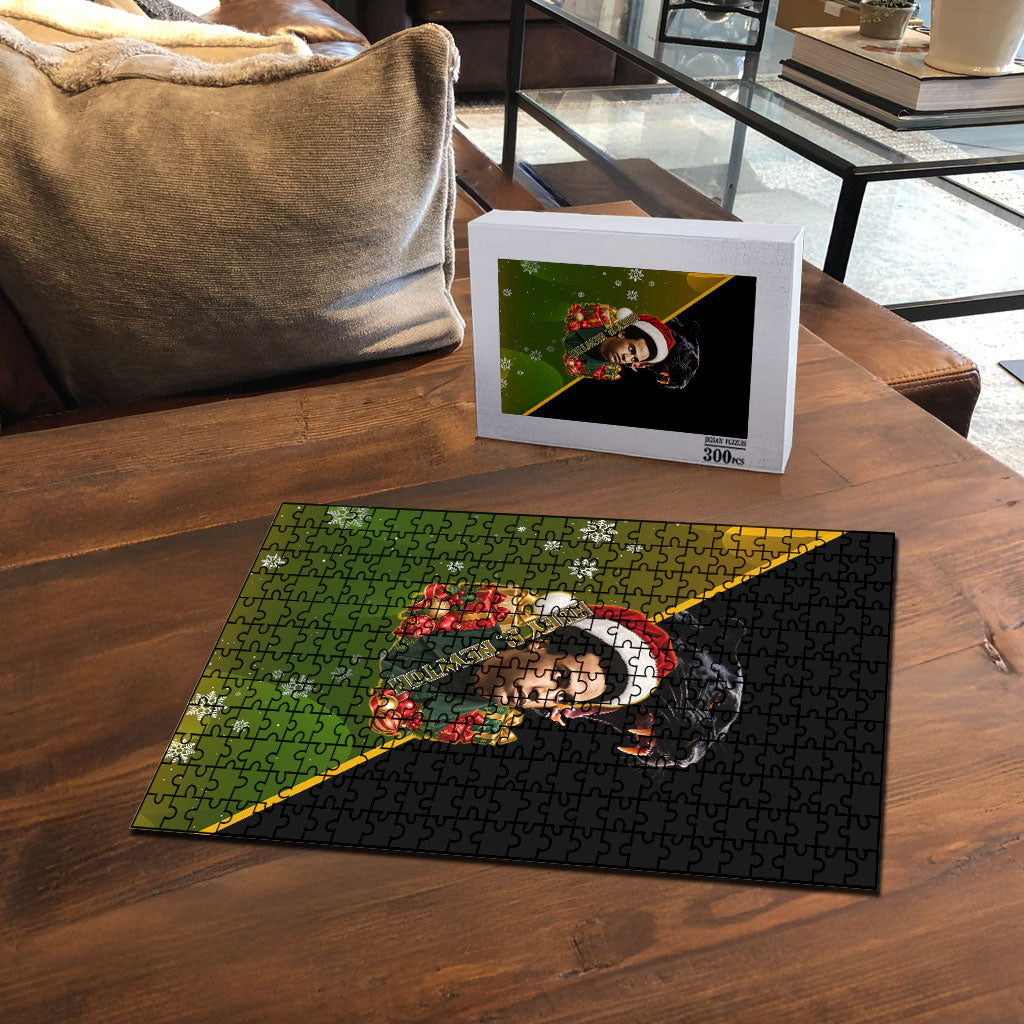 Huey P. Newton Black Panther Christmas Puzzle Black History Civil Rights Festive Holiday Art