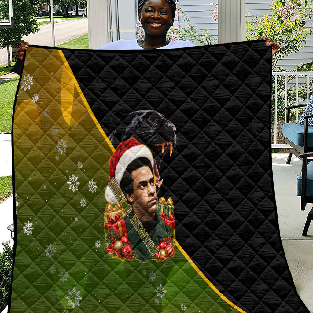 Huey P. Newton Black Panther Christmas Quilt Black History Civil Rights Festive Holiday Art