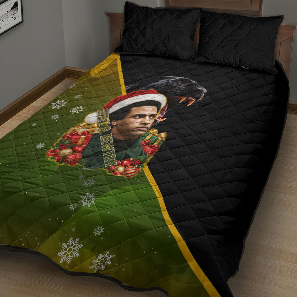 Huey P. Newton Black Panther Christmas Quilt Bed Set Black History Civil Rights Festive Holiday Art